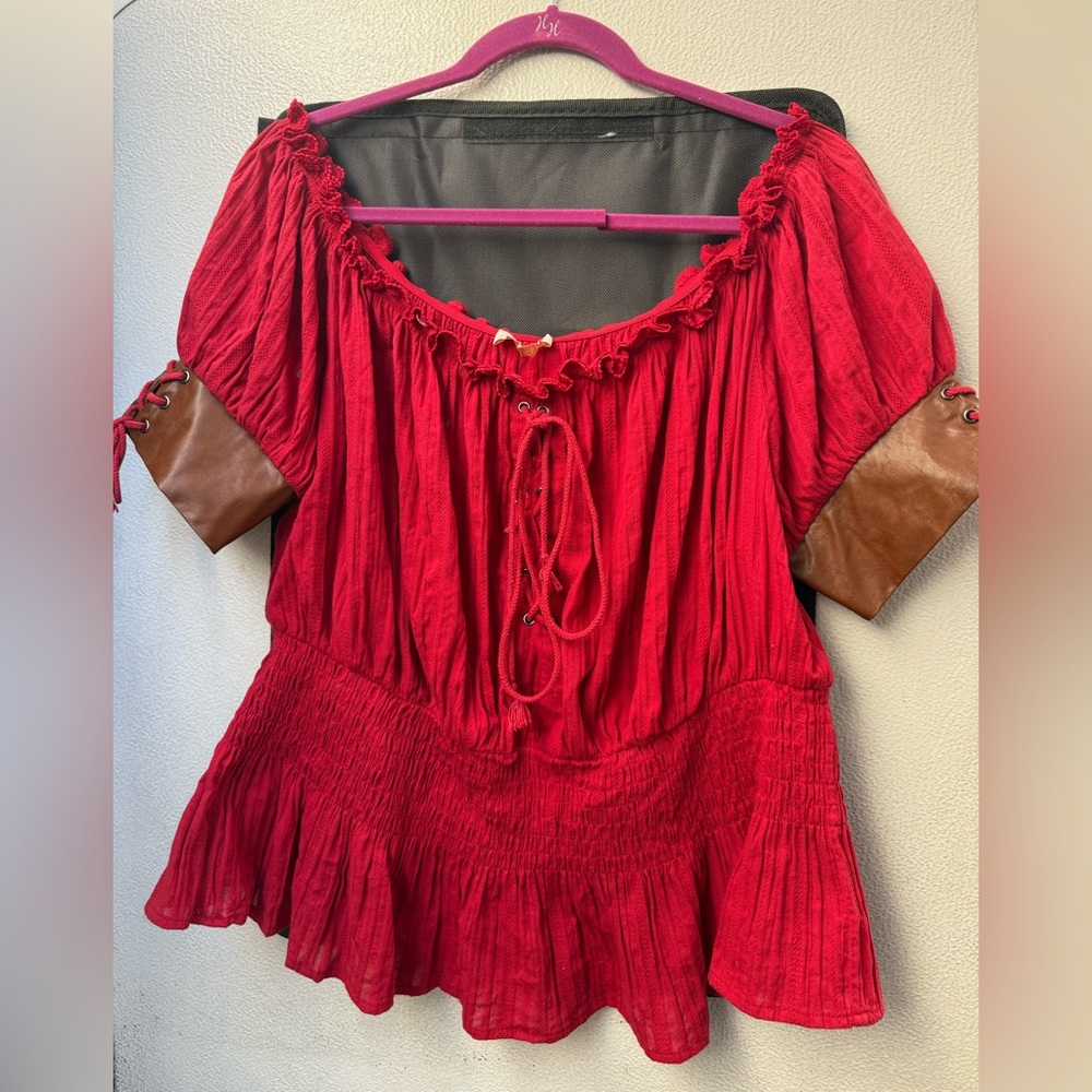 Belle Poque 2xl red steampunk renaissance barmaid pirate Halloween top